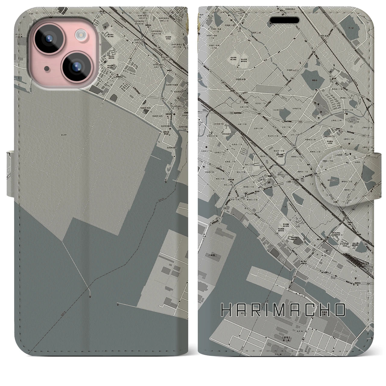 【播磨町(兵庫県)】地図柄iPhoneケース(手帳タイプ)