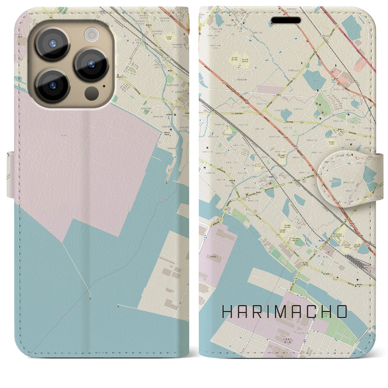 【播磨町(兵庫県)】地図柄iPhoneケース(手帳タイプ)