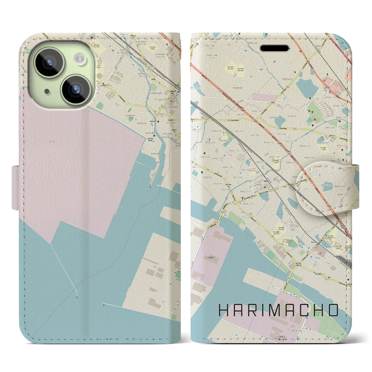 【播磨町(兵庫県)】地図柄iPhoneケース(手帳タイプ)