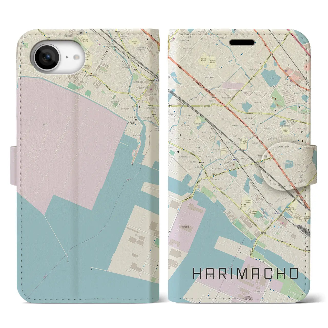 【播磨町(兵庫県)】地図柄iPhoneケース(手帳タイプ)