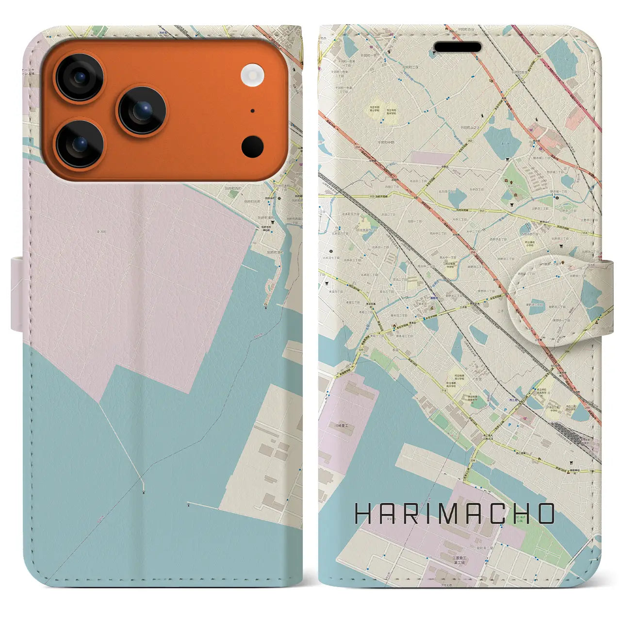 【播磨町(兵庫県)】地図柄iPhoneケース(手帳タイプ)