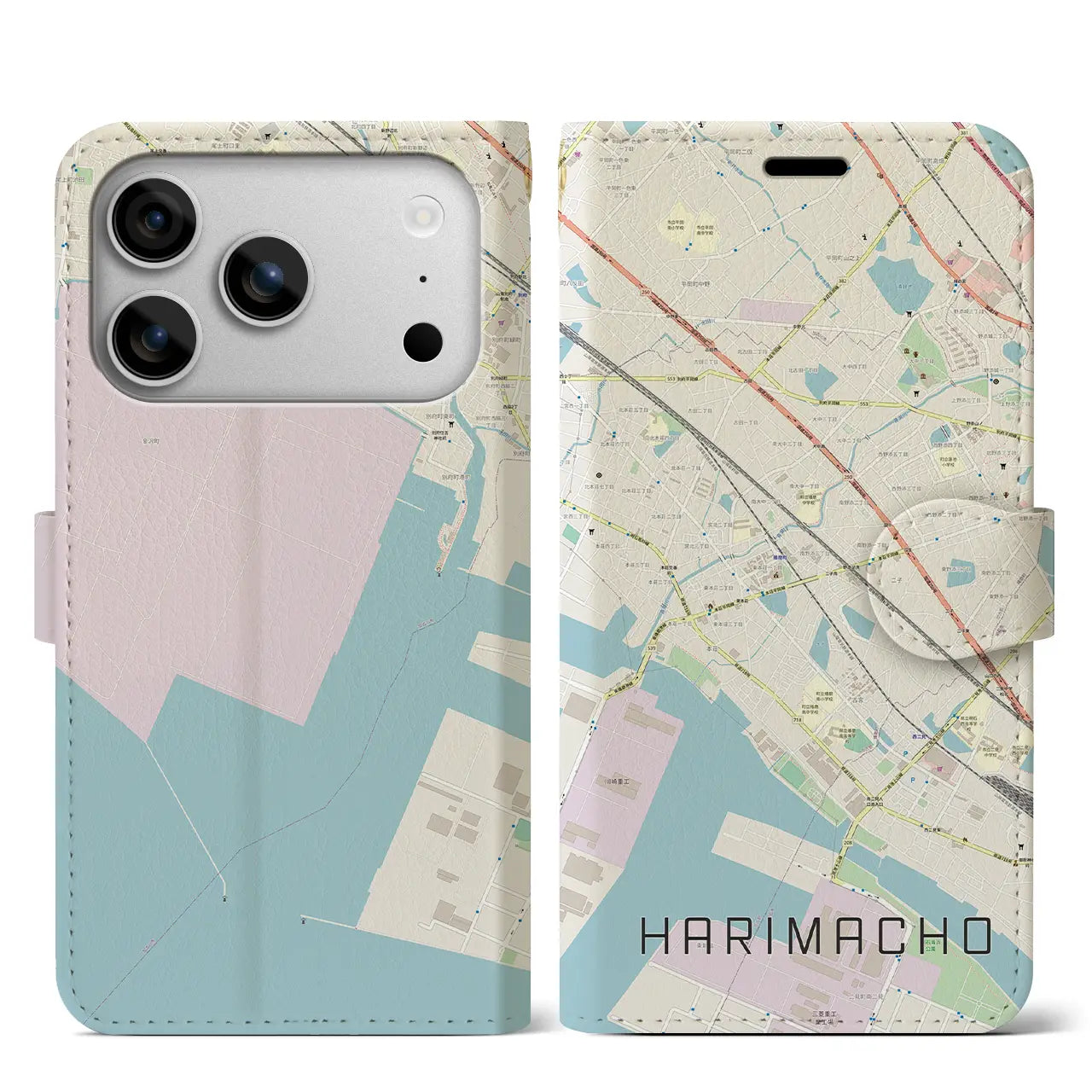 【播磨町(兵庫県)】地図柄iPhoneケース(手帳タイプ)