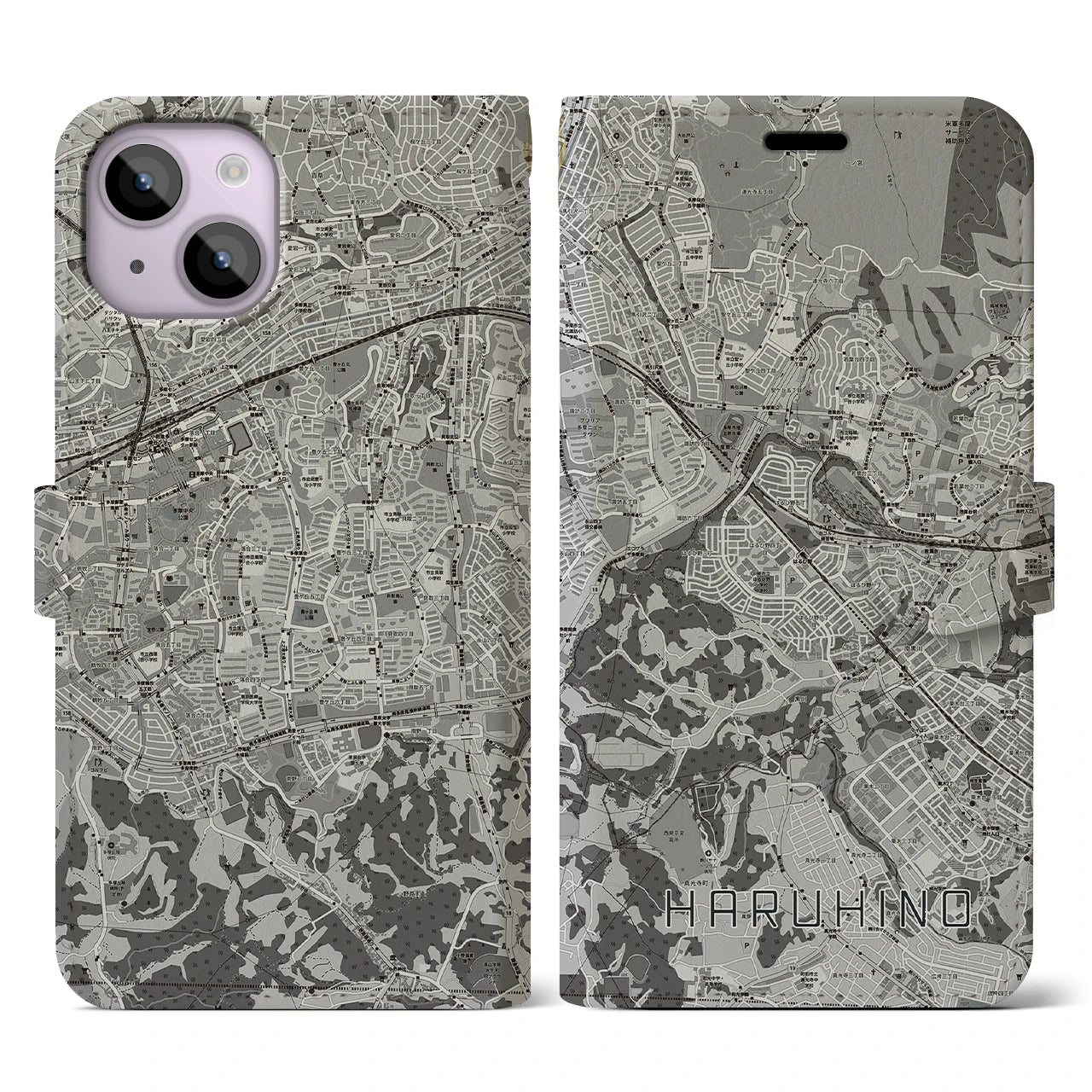 【はるひ野(神奈川県)】地図柄iPhoneケース(手帳タイプ)