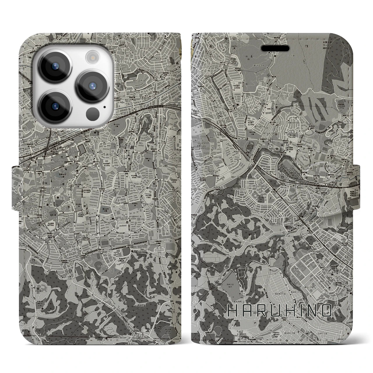 【はるひ野(神奈川県)】地図柄iPhoneケース(手帳タイプ)