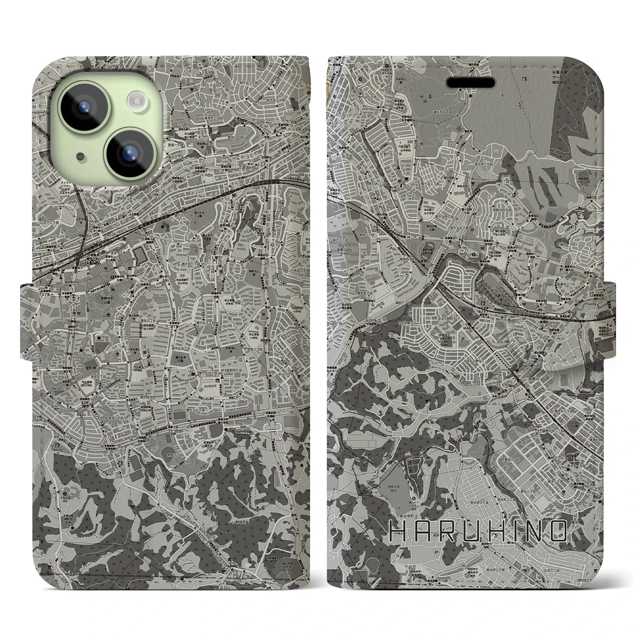 【はるひ野(神奈川県)】地図柄iPhoneケース(手帳タイプ)