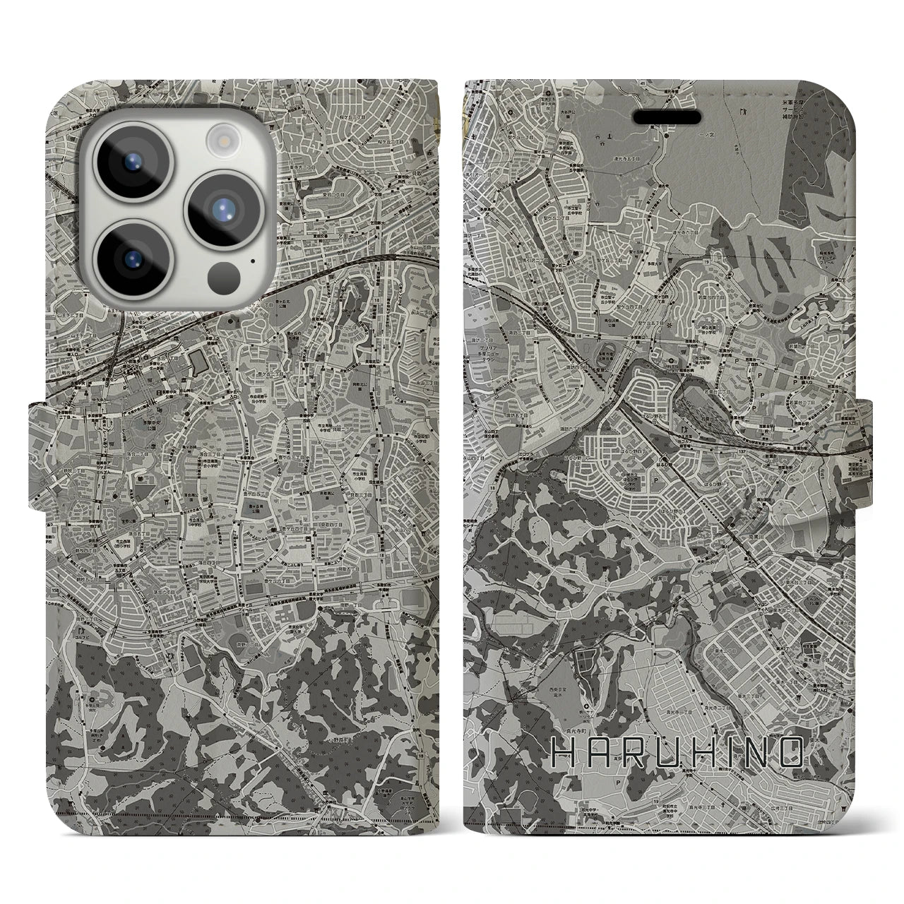 【はるひ野(神奈川県)】地図柄iPhoneケース(手帳タイプ)