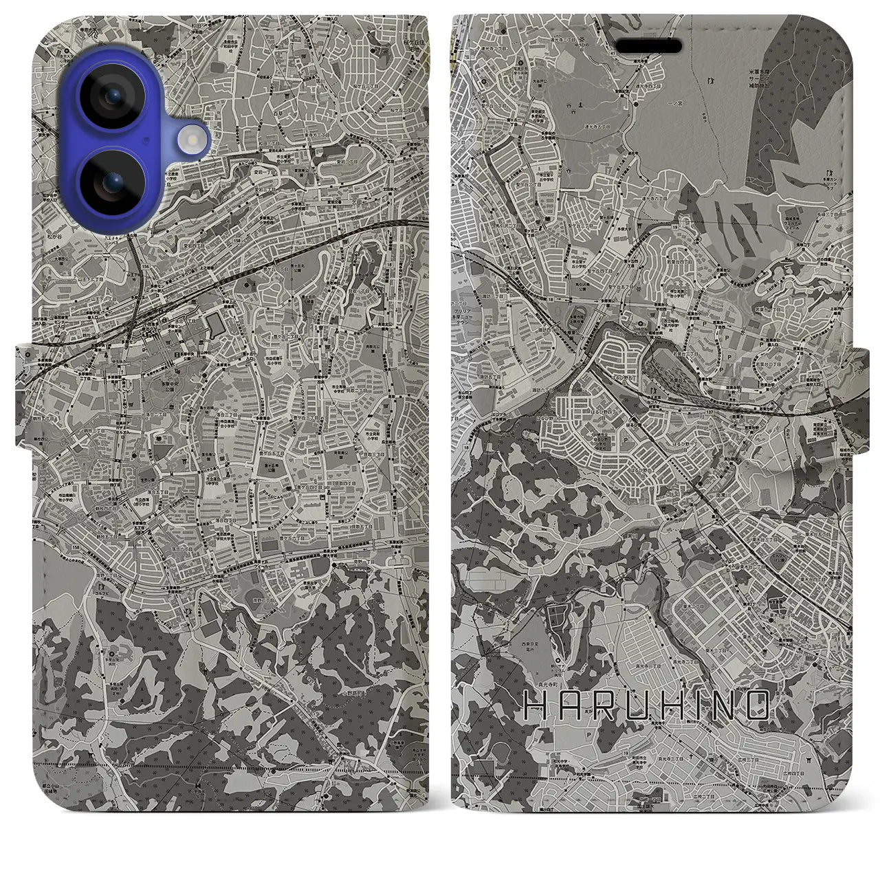 【はるひ野(神奈川県)】地図柄iPhoneケース(手帳タイプ)