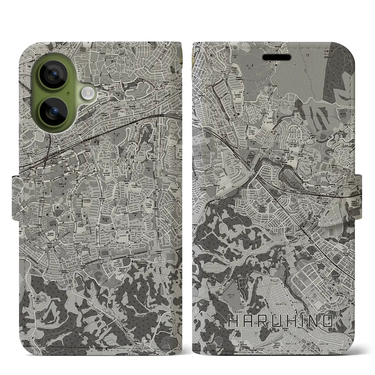 【はるひ野(神奈川県)】地図柄iPhoneケース(手帳タイプ)