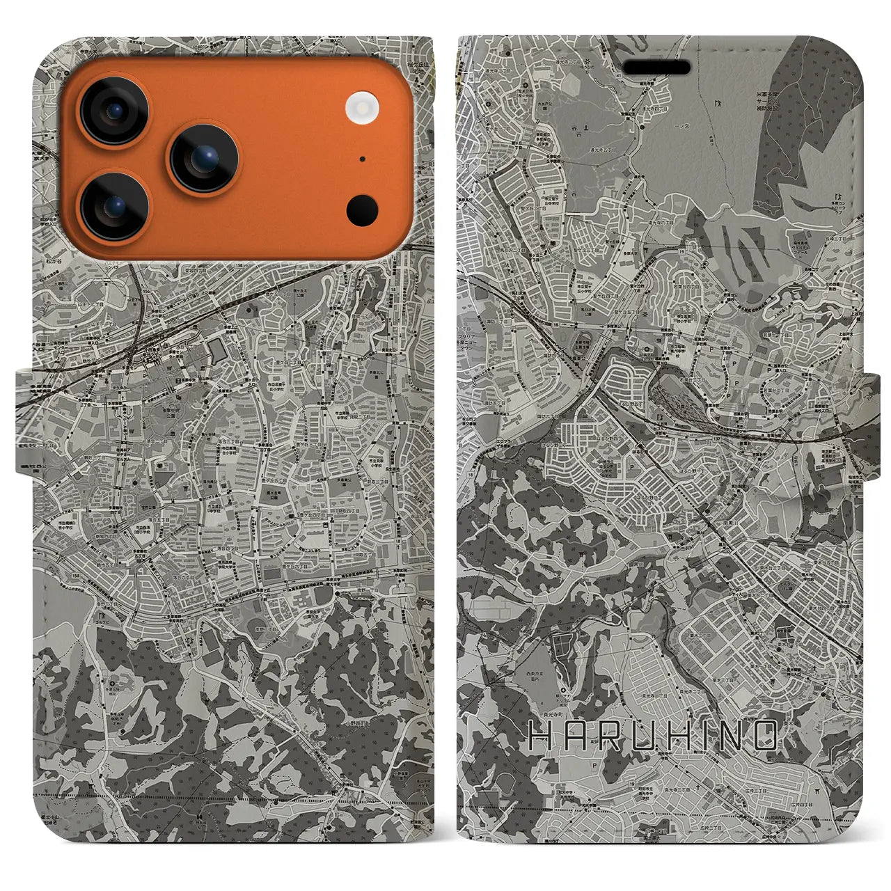 【はるひ野(神奈川県)】地図柄iPhoneケース(手帳タイプ)