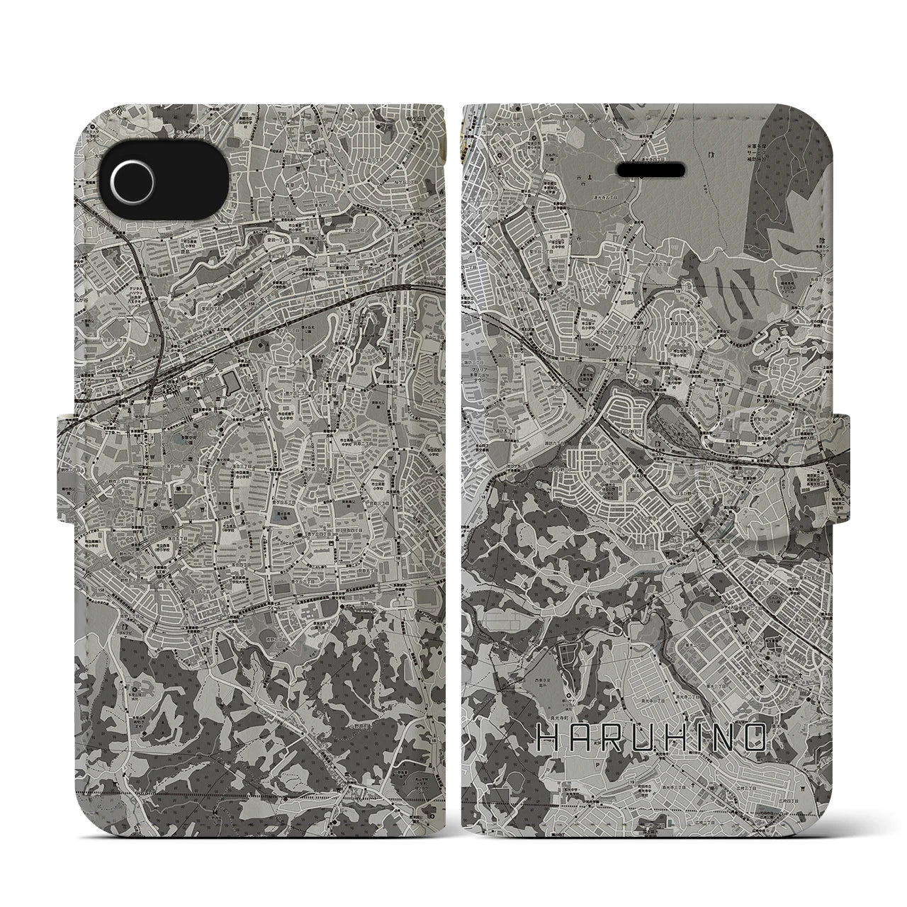 【はるひ野(神奈川県)】地図柄iPhoneケース(手帳タイプ)