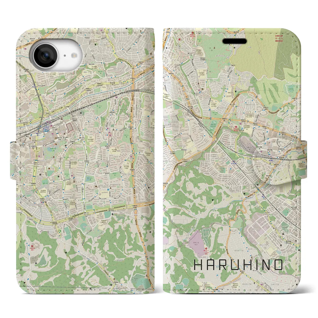 【はるひ野(神奈川県)】地図柄iPhoneケース(手帳タイプ)