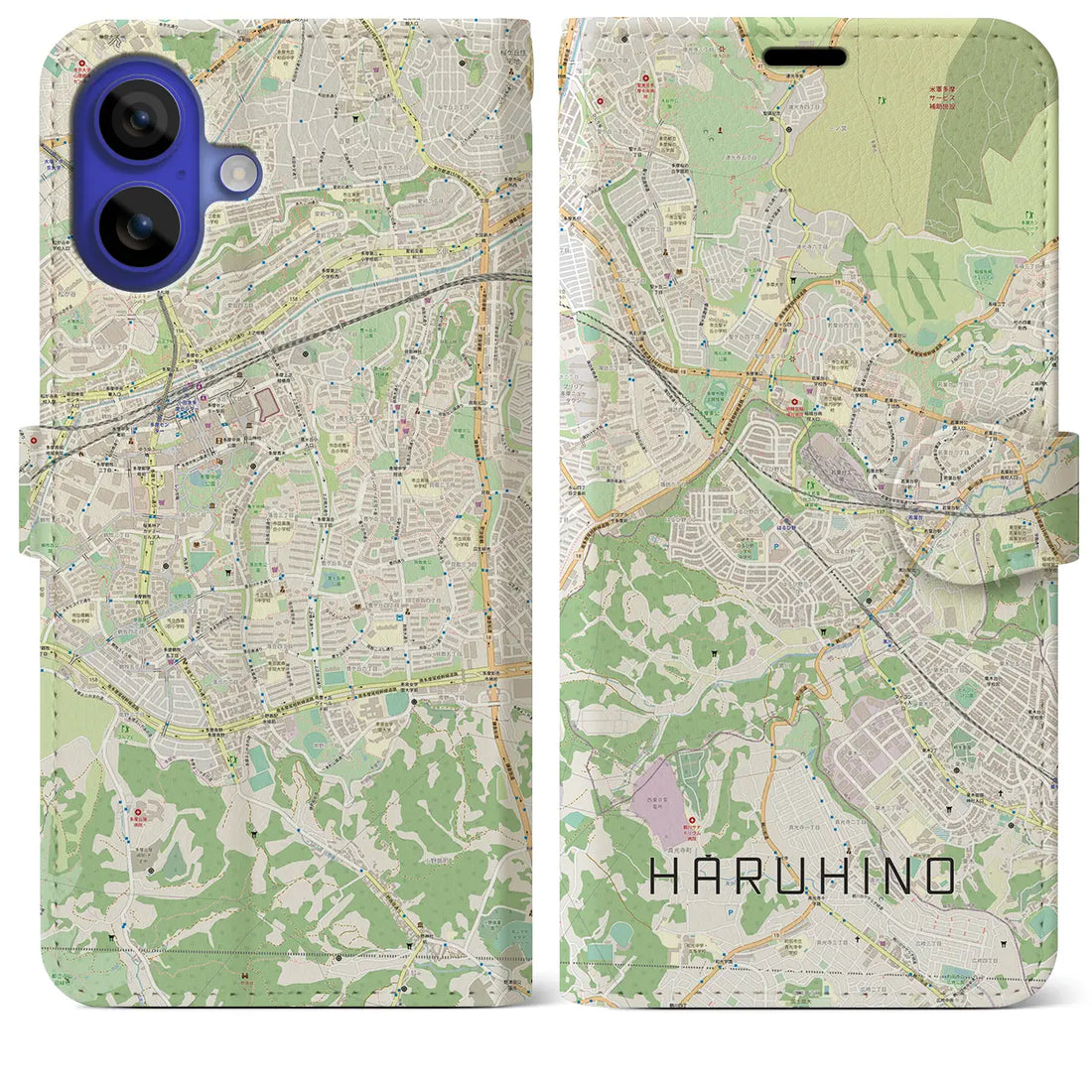 【はるひ野(神奈川県)】地図柄iPhoneケース(手帳タイプ)ナチュラル・iPhone 16 Pro Max 用