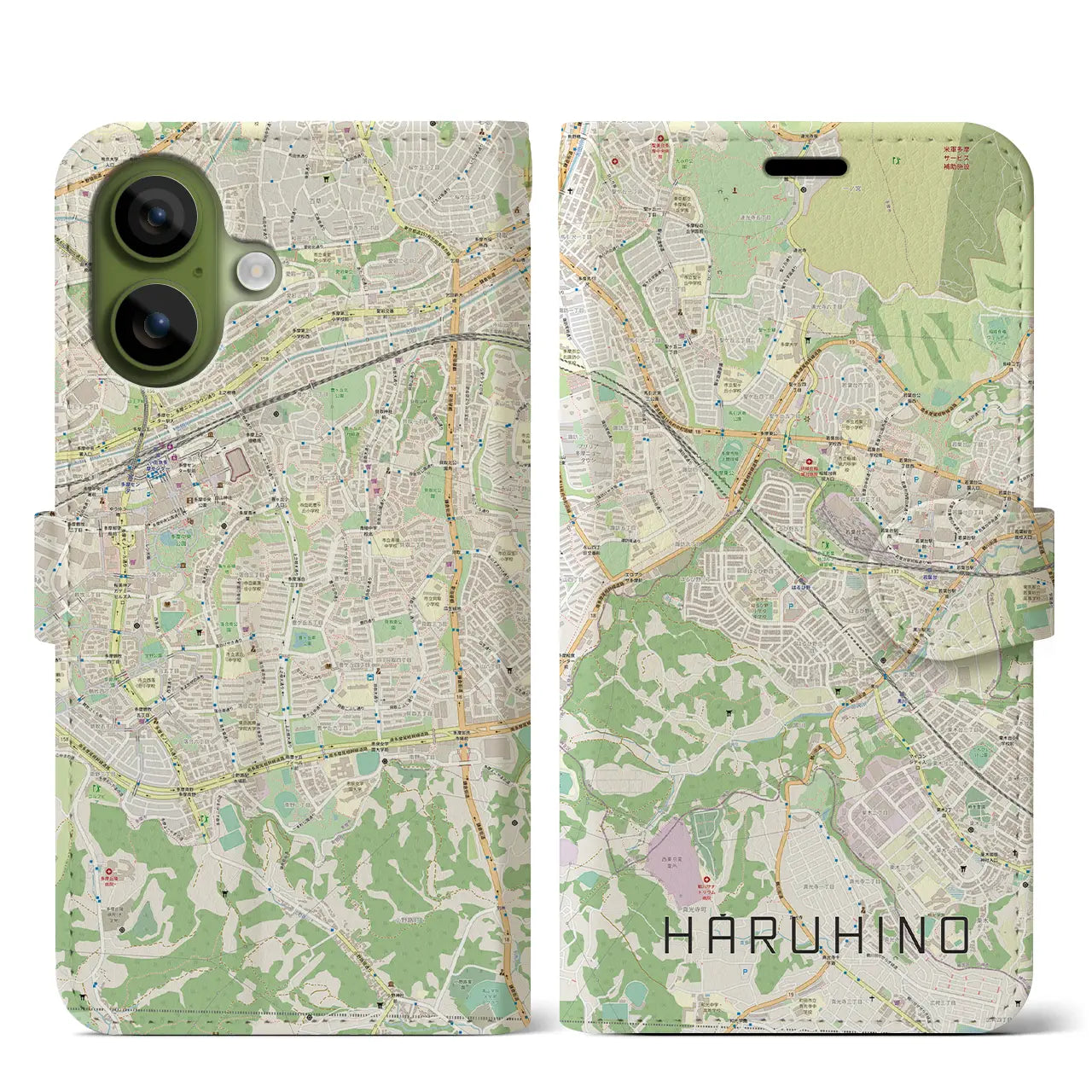 【はるひ野(神奈川県)】地図柄iPhoneケース(手帳タイプ)