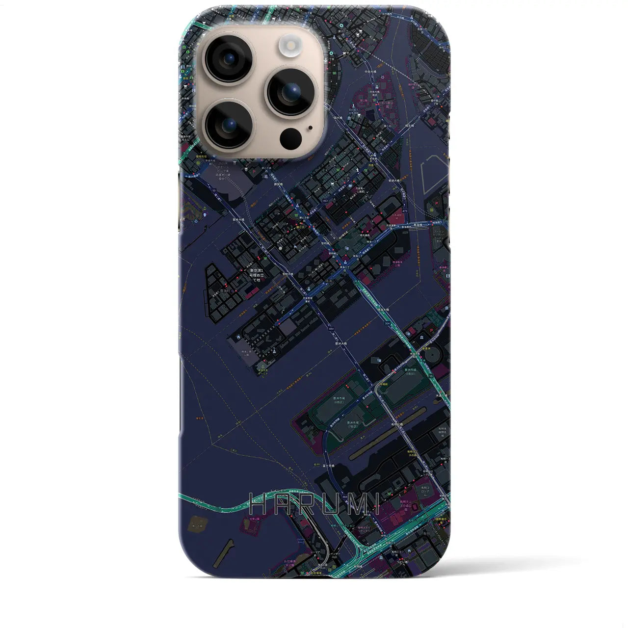 【晴海(東京都)】地図柄iPhoneケース(バックカバータイプ)