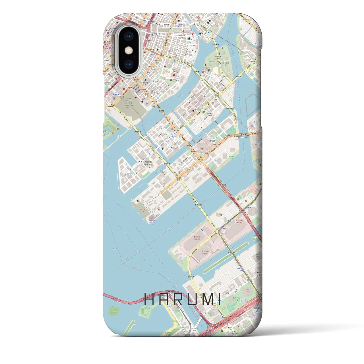 【晴海(東京都)】地図柄iPhoneケース(バックカバータイプ)