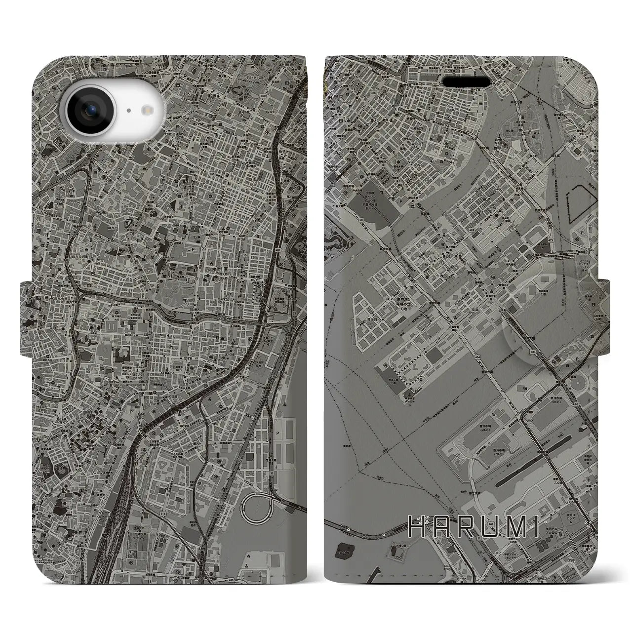 【晴海(東京都)】地図柄iPhoneケース(手帳タイプ)