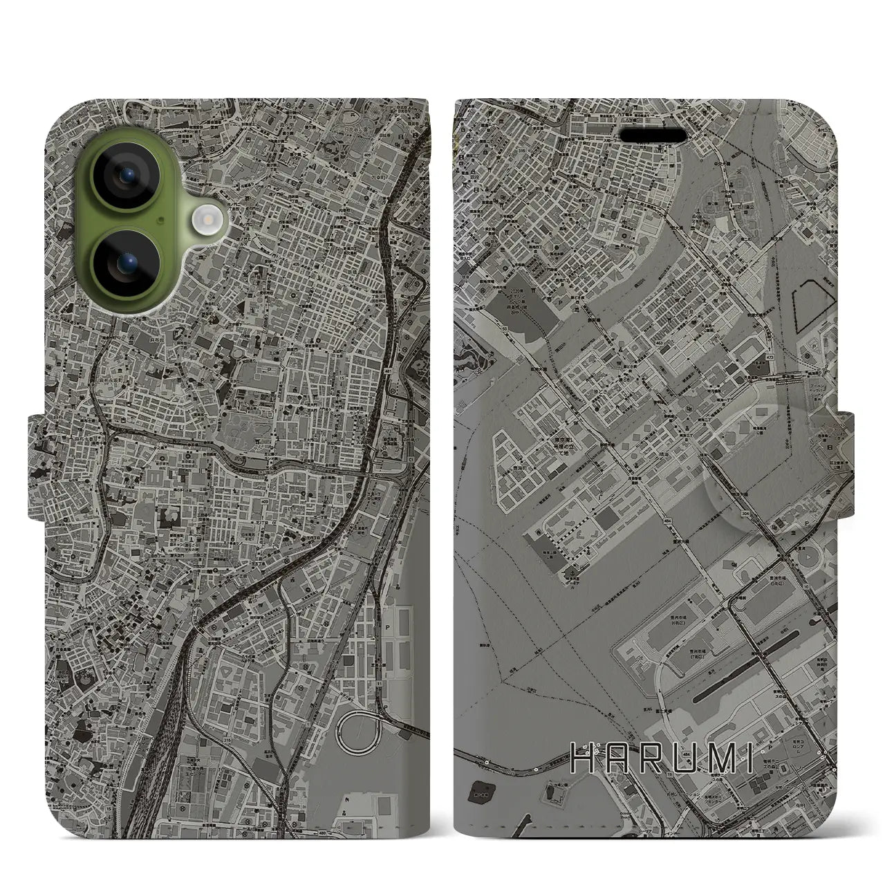 【晴海(東京都)】地図柄iPhoneケース(手帳タイプ)