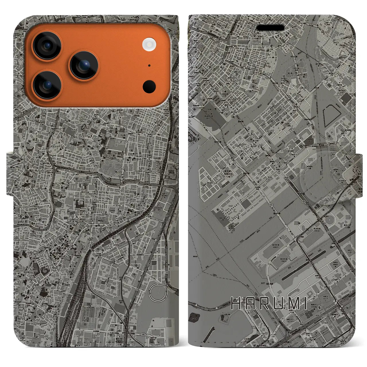 【晴海(東京都)】地図柄iPhoneケース(手帳タイプ)