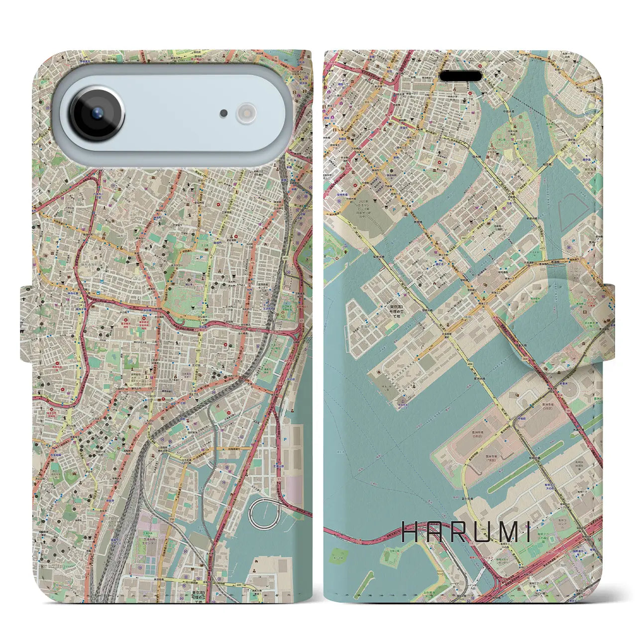 【晴海(東京都)】地図柄iPhoneケース(手帳タイプ)