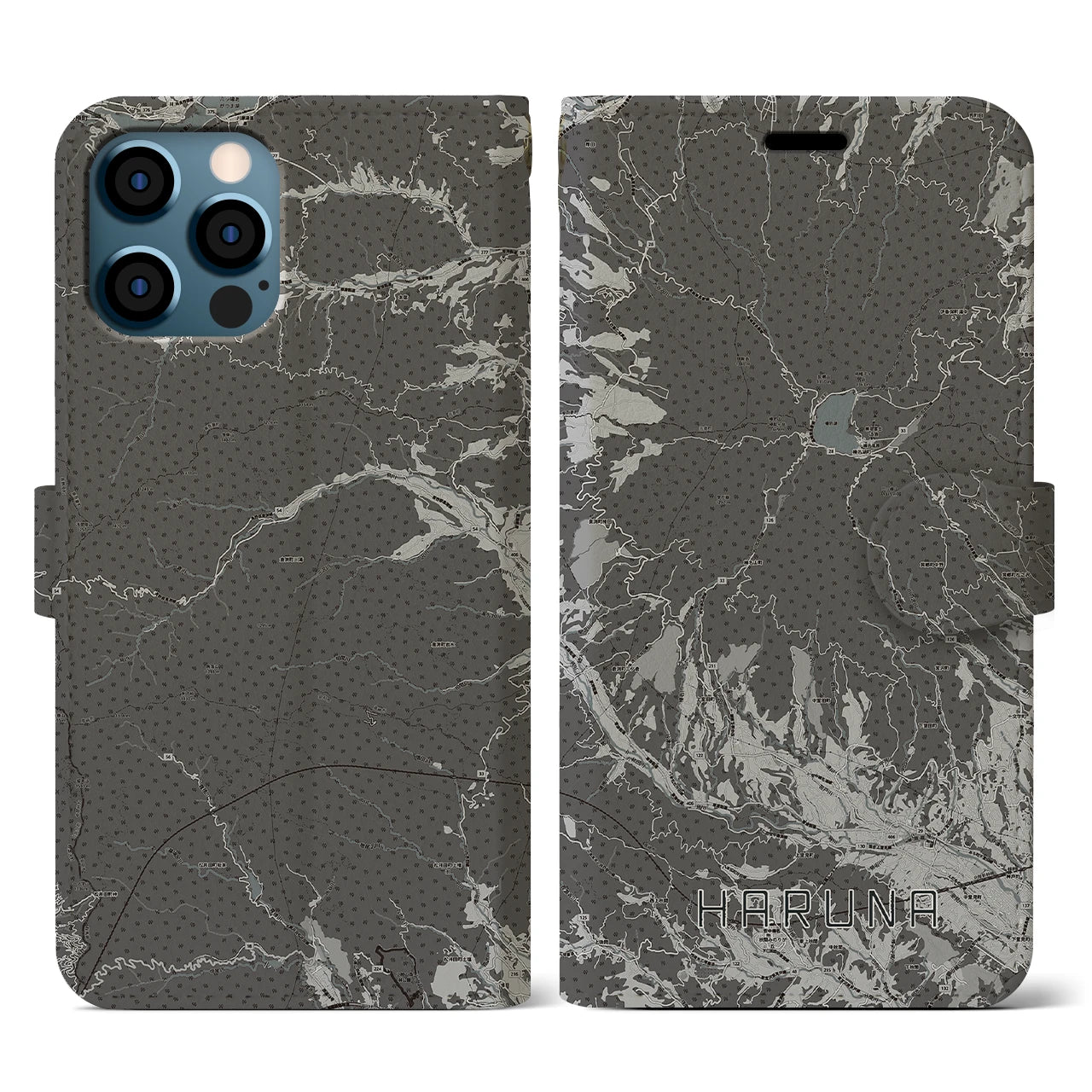 【榛名(群馬県)】地図柄iPhoneケース(手帳タイプ)