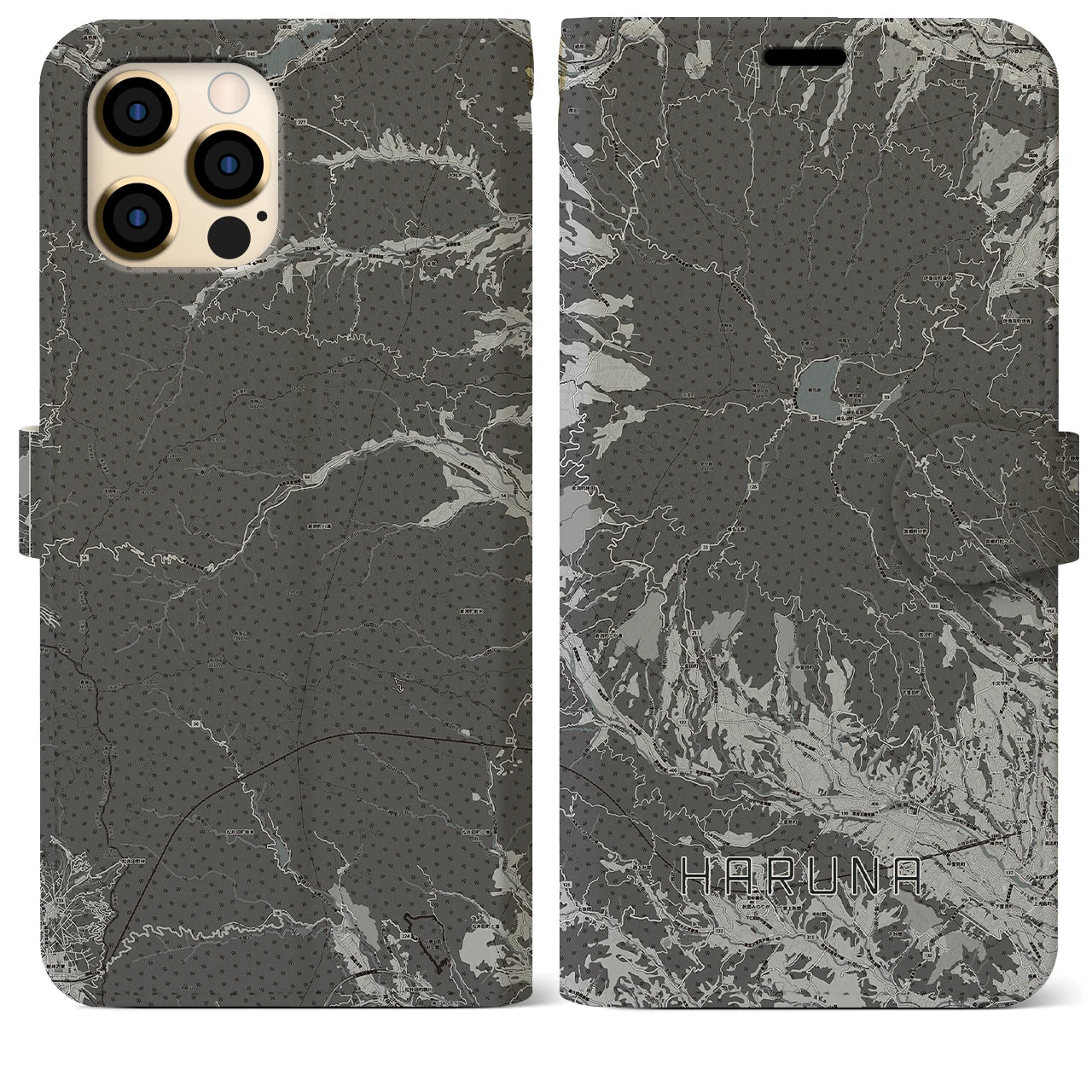 【榛名(群馬県)】地図柄iPhoneケース(手帳タイプ)