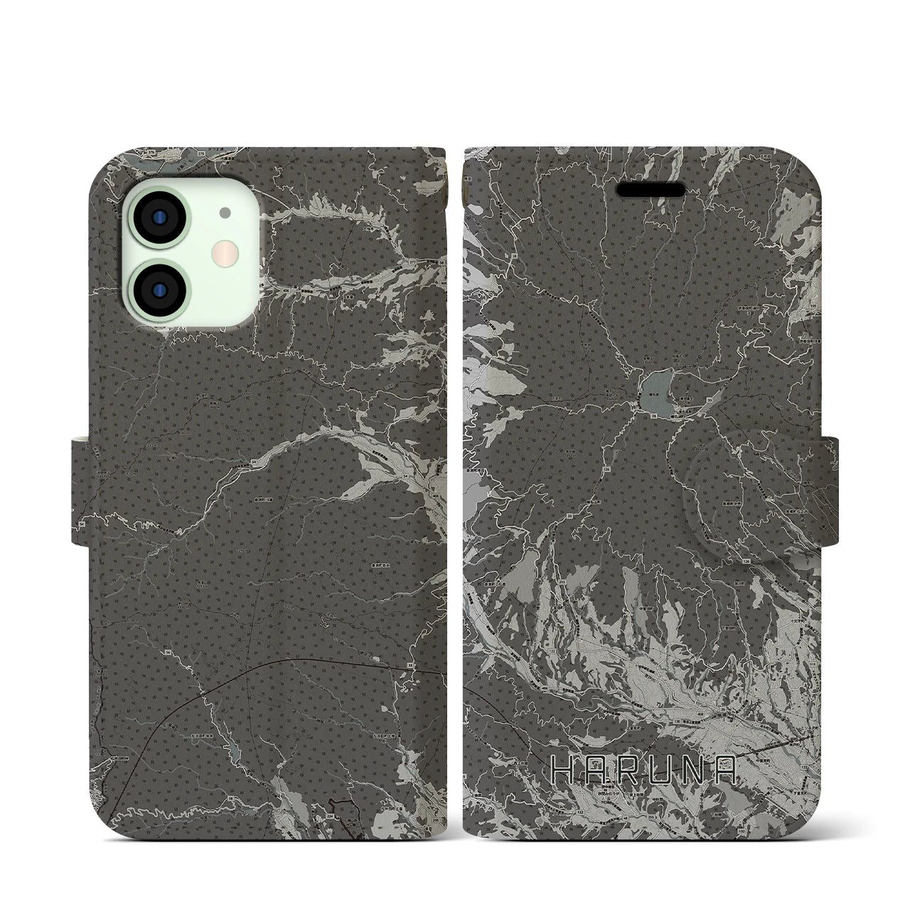 【榛名(群馬県)】地図柄iPhoneケース(手帳タイプ)