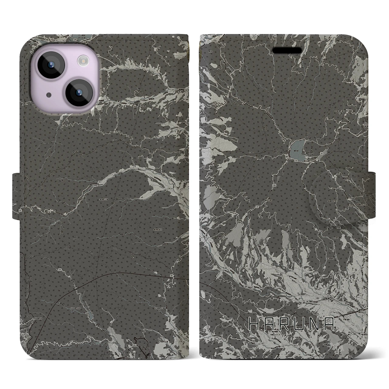 【榛名(群馬県)】地図柄iPhoneケース(手帳タイプ)