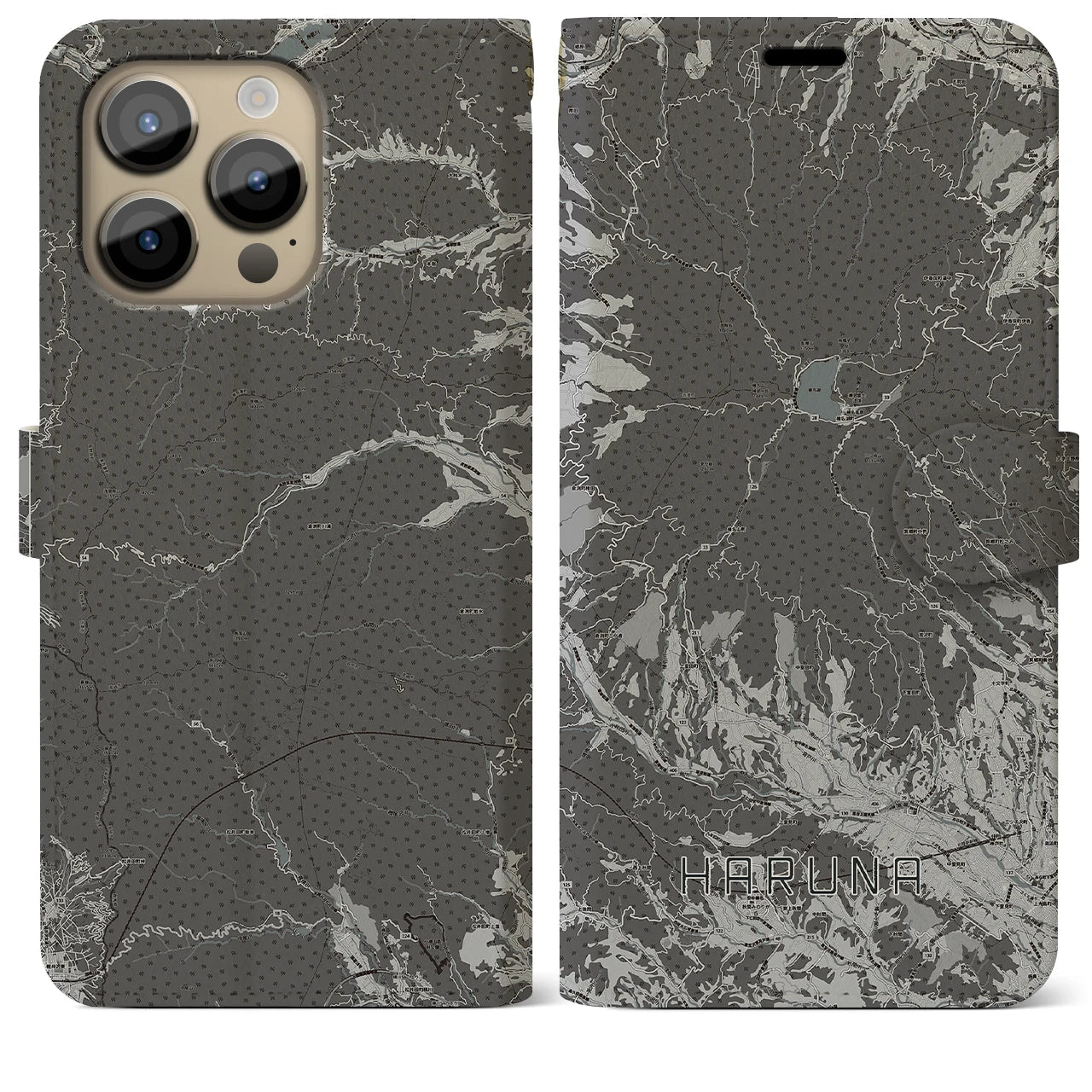 【榛名(群馬県)】地図柄iPhoneケース(手帳タイプ)