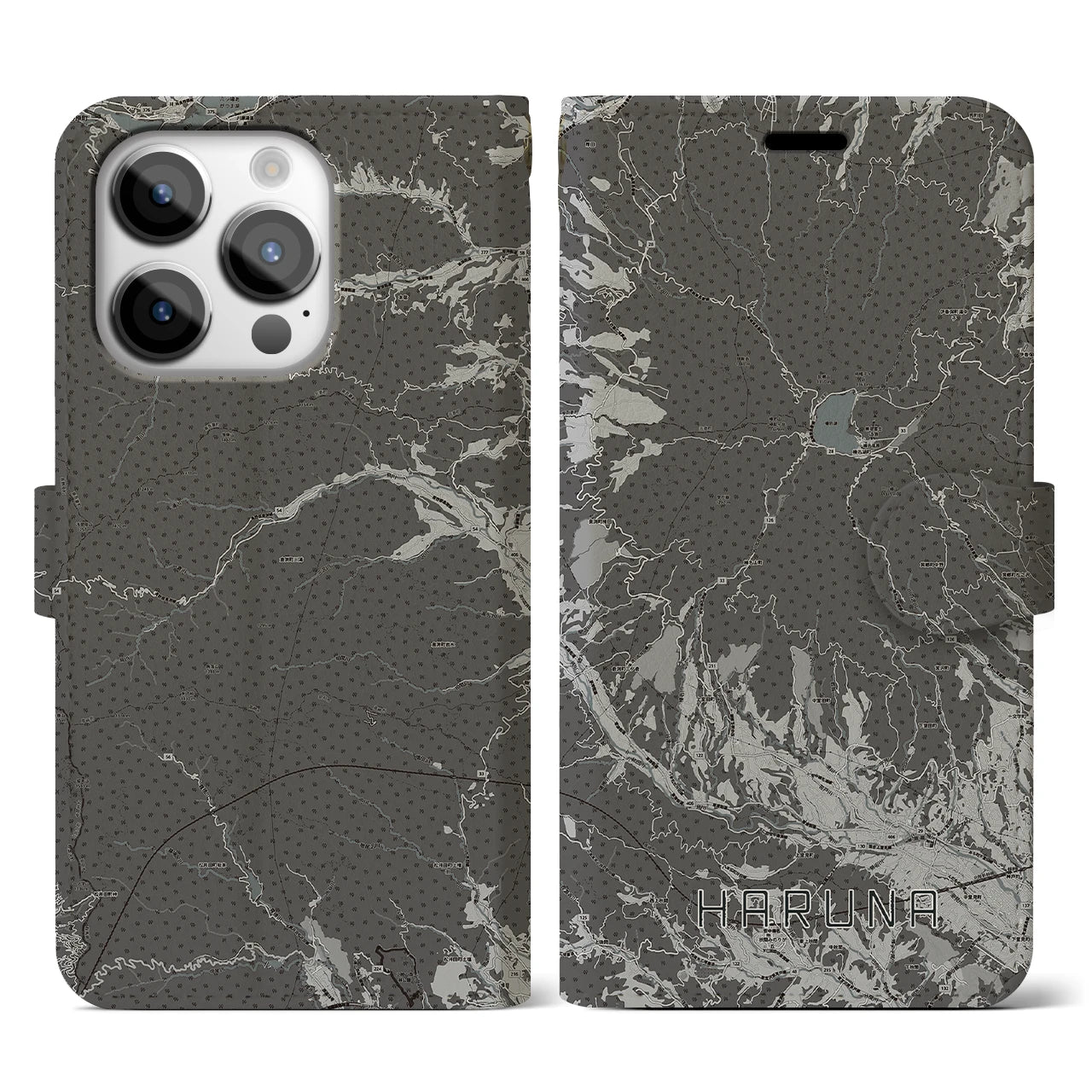 【榛名(群馬県)】地図柄iPhoneケース(手帳タイプ)