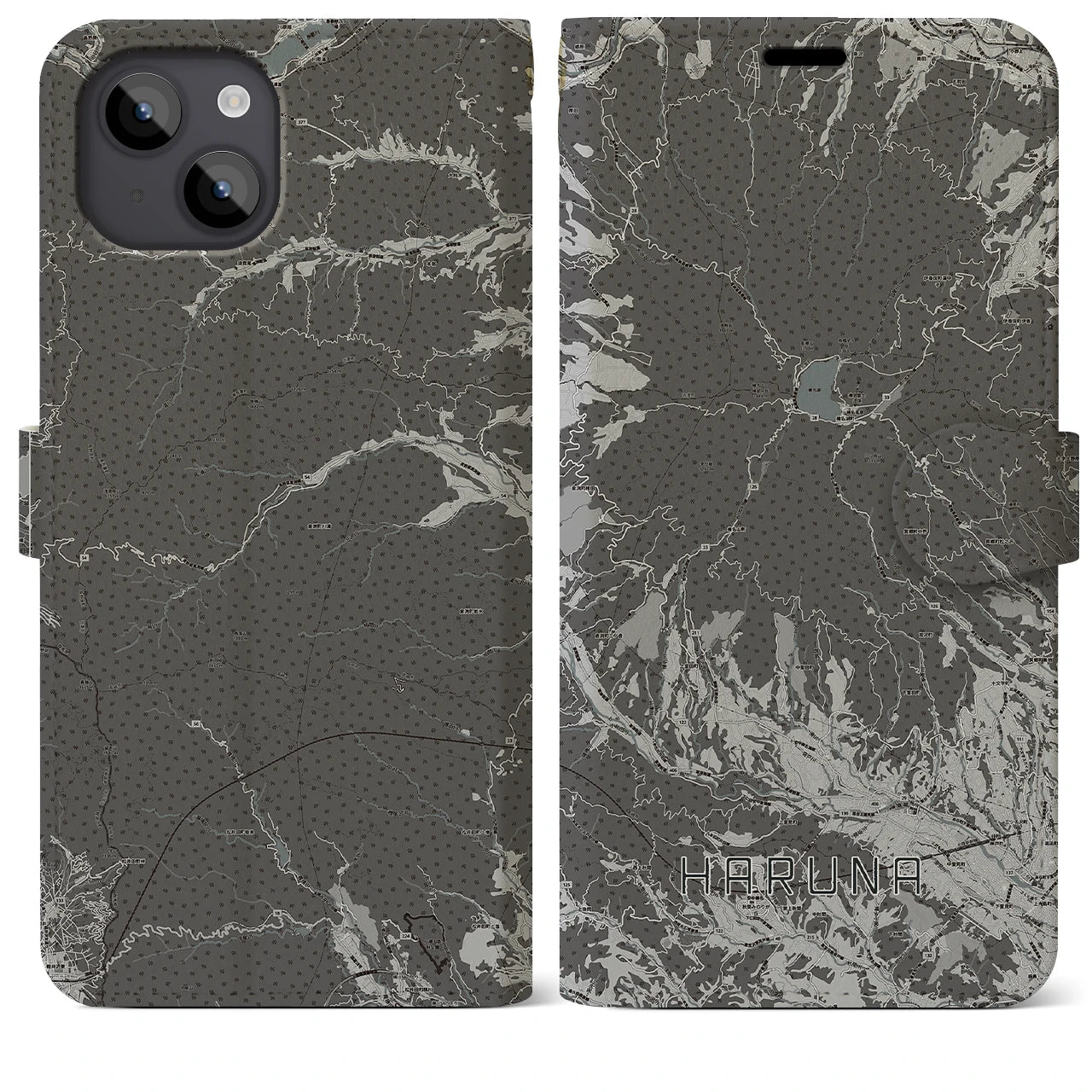 【榛名(群馬県)】地図柄iPhoneケース(手帳タイプ)