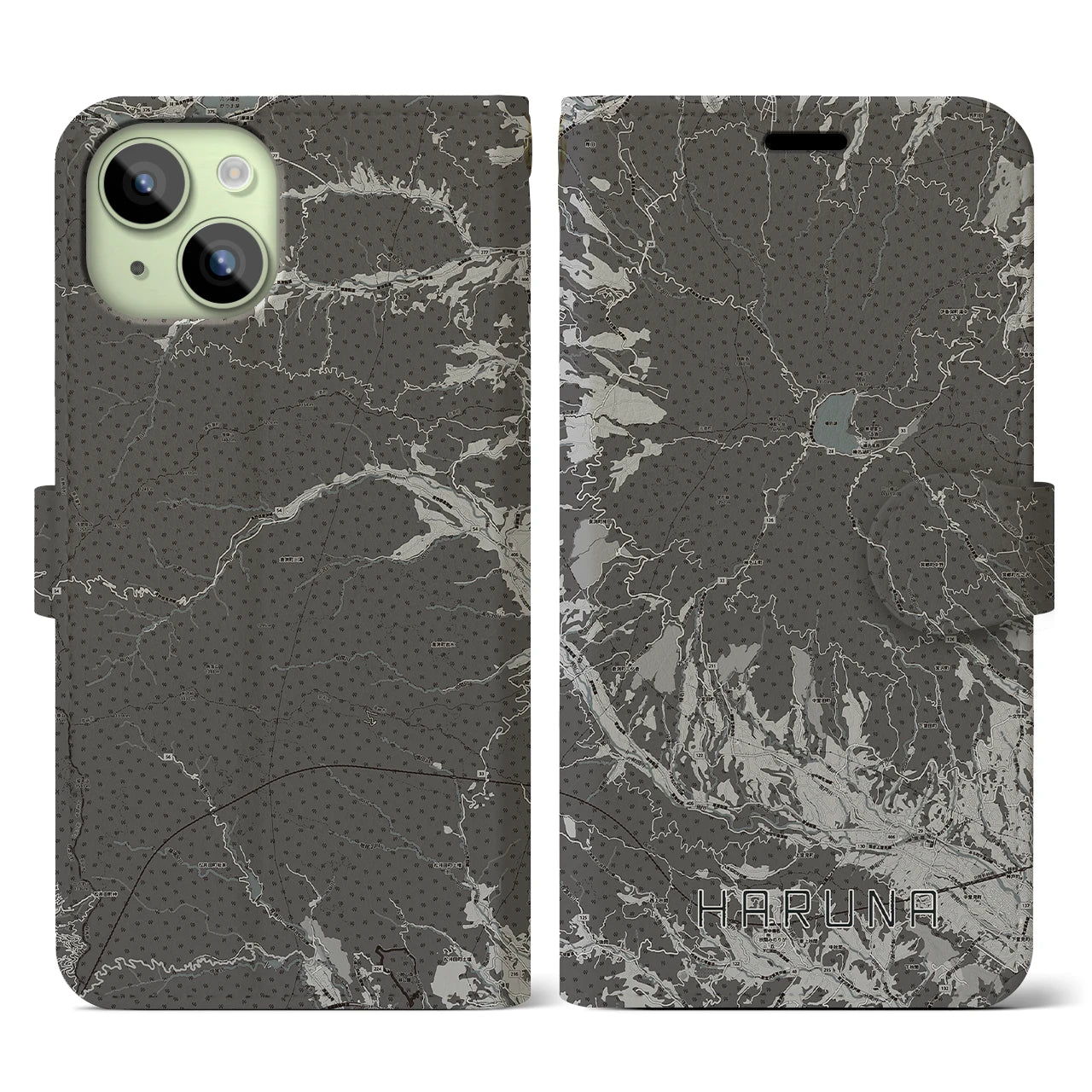 【榛名(群馬県)】地図柄iPhoneケース(手帳タイプ)