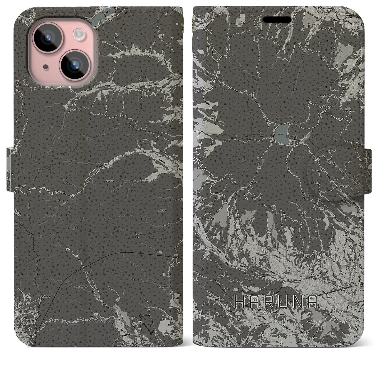 【榛名(群馬県)】地図柄iPhoneケース(手帳タイプ)