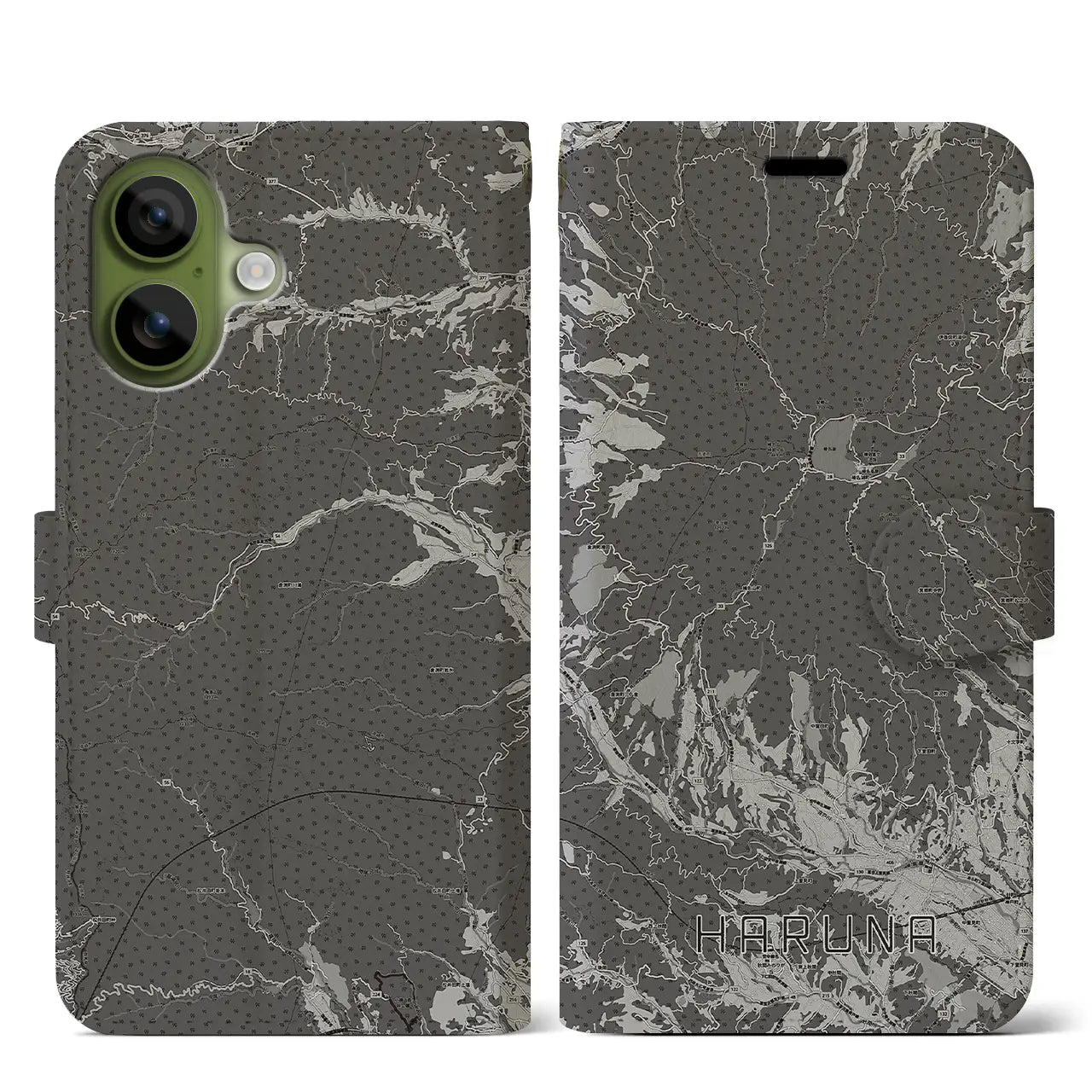 【榛名(群馬県)】地図柄iPhoneケース(手帳タイプ)