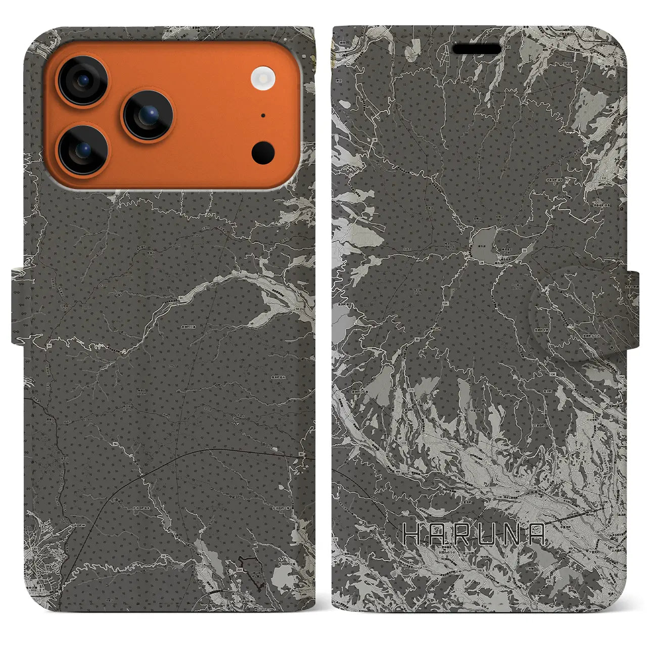 【榛名(群馬県)】地図柄iPhoneケース(手帳タイプ)