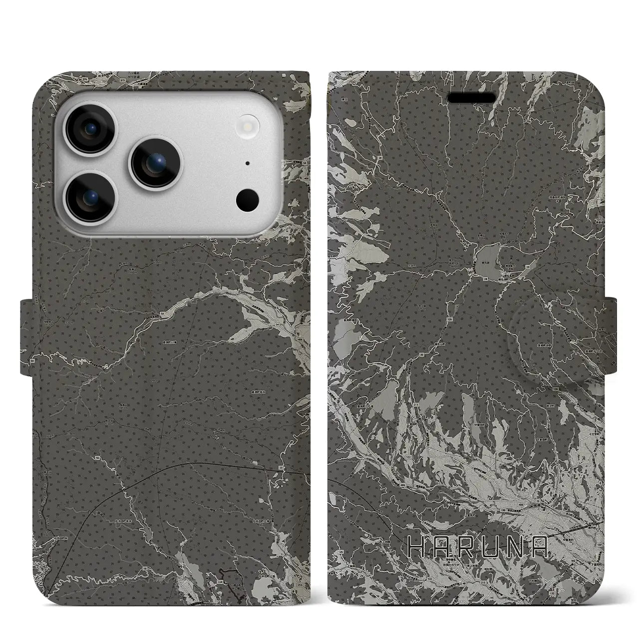 【榛名(群馬県)】地図柄iPhoneケース(手帳タイプ)