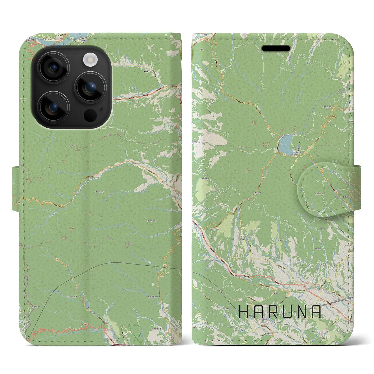 【榛名(群馬県)】地図柄iPhoneケース(手帳タイプ)ナチュラル・iPhone 16 用