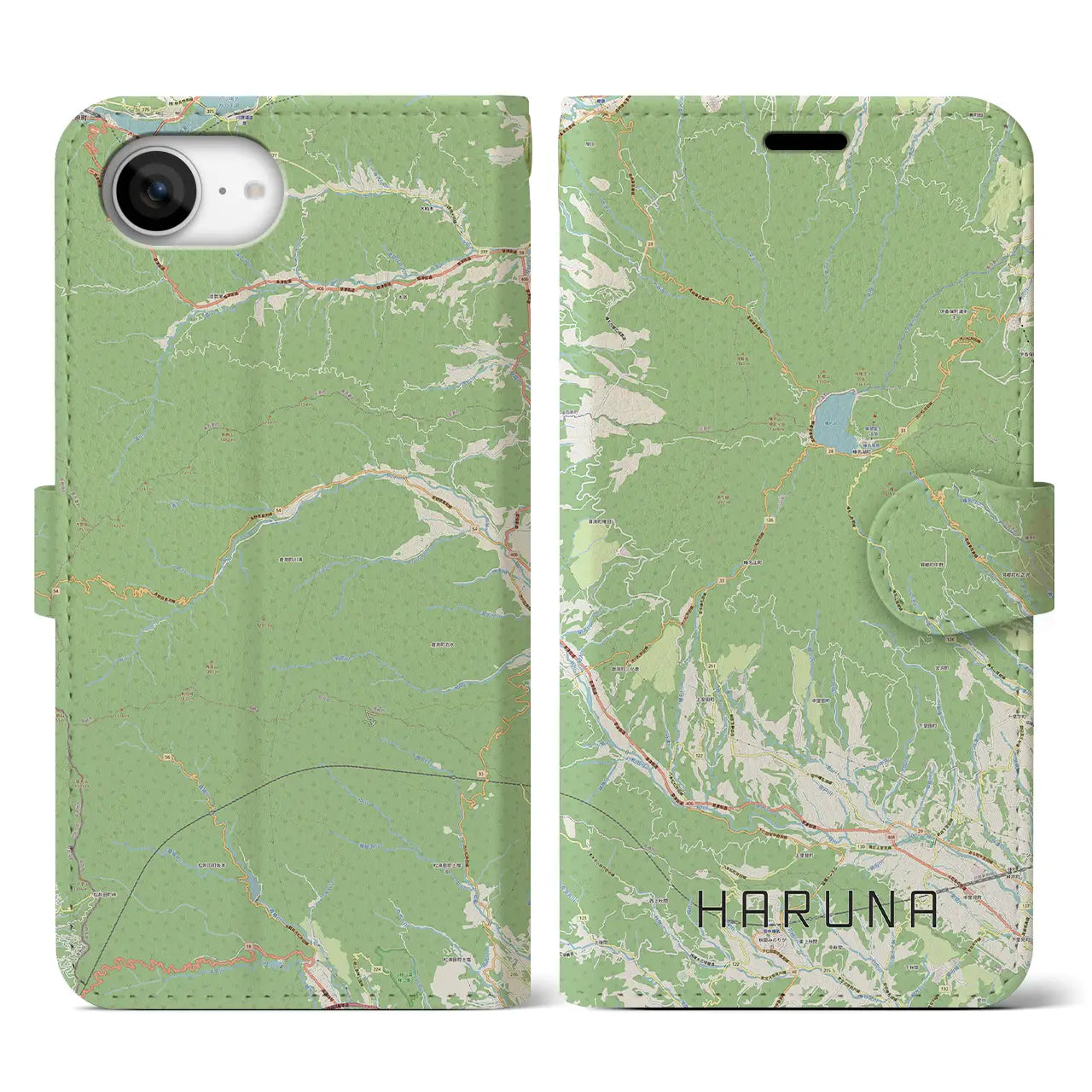 【榛名(群馬県)】地図柄iPhoneケース(手帳タイプ)