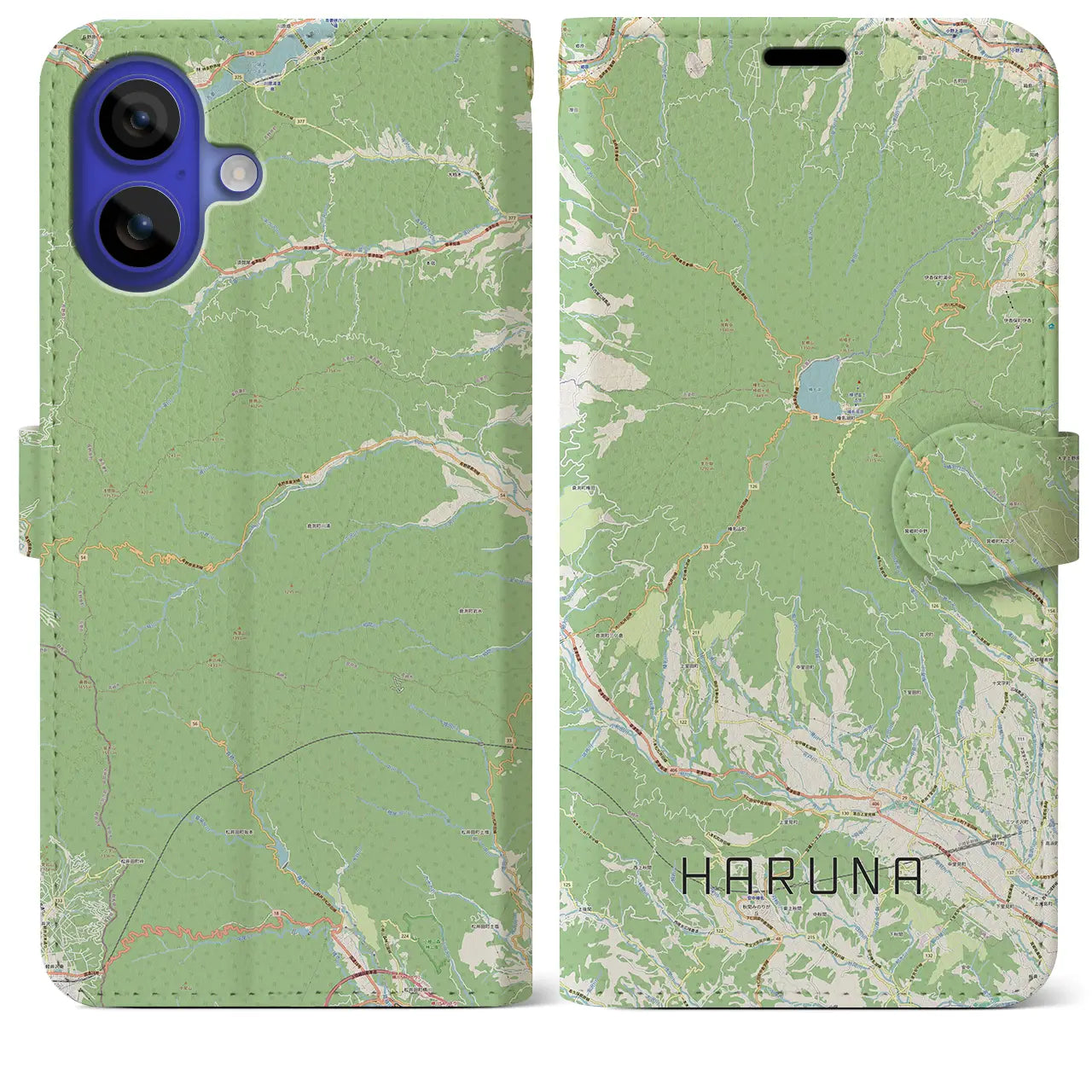 【榛名(群馬県)】地図柄iPhoneケース(手帳タイプ)ナチュラル・iPhone 16 Pro Max 用