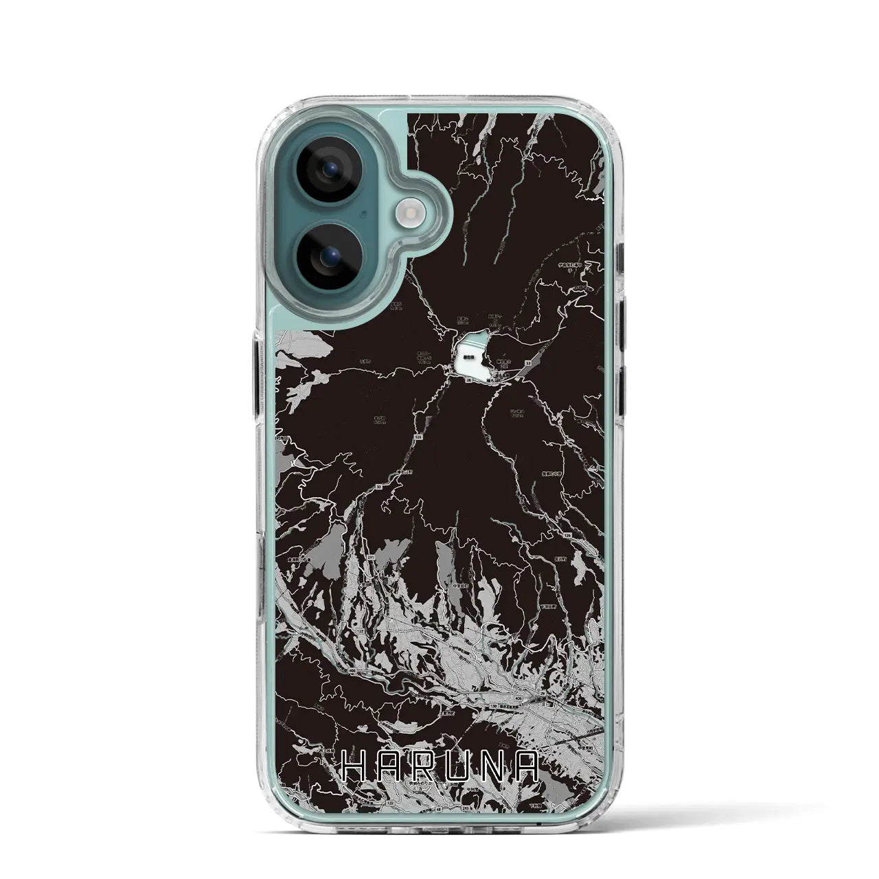 【榛名(群馬県)】地図柄iPhoneケース(MagSafeタイプ)モノトーン・iPhone 16 Pro 用