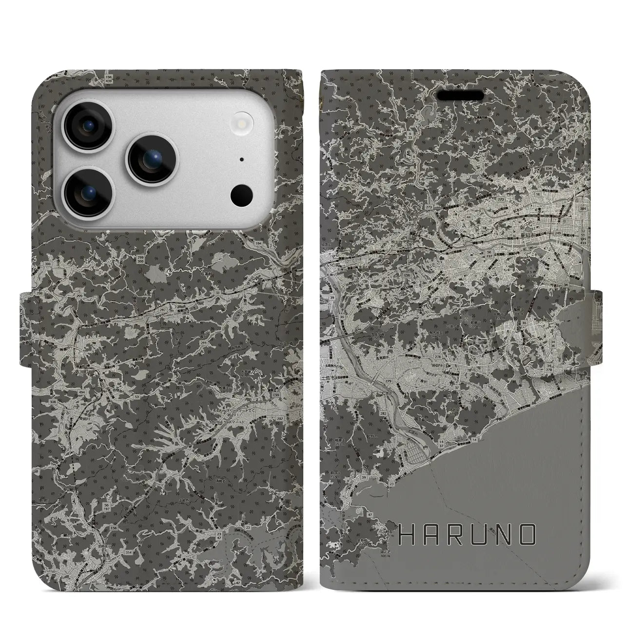 【春野(高知県)】地図柄iPhoneケース(手帳タイプ)