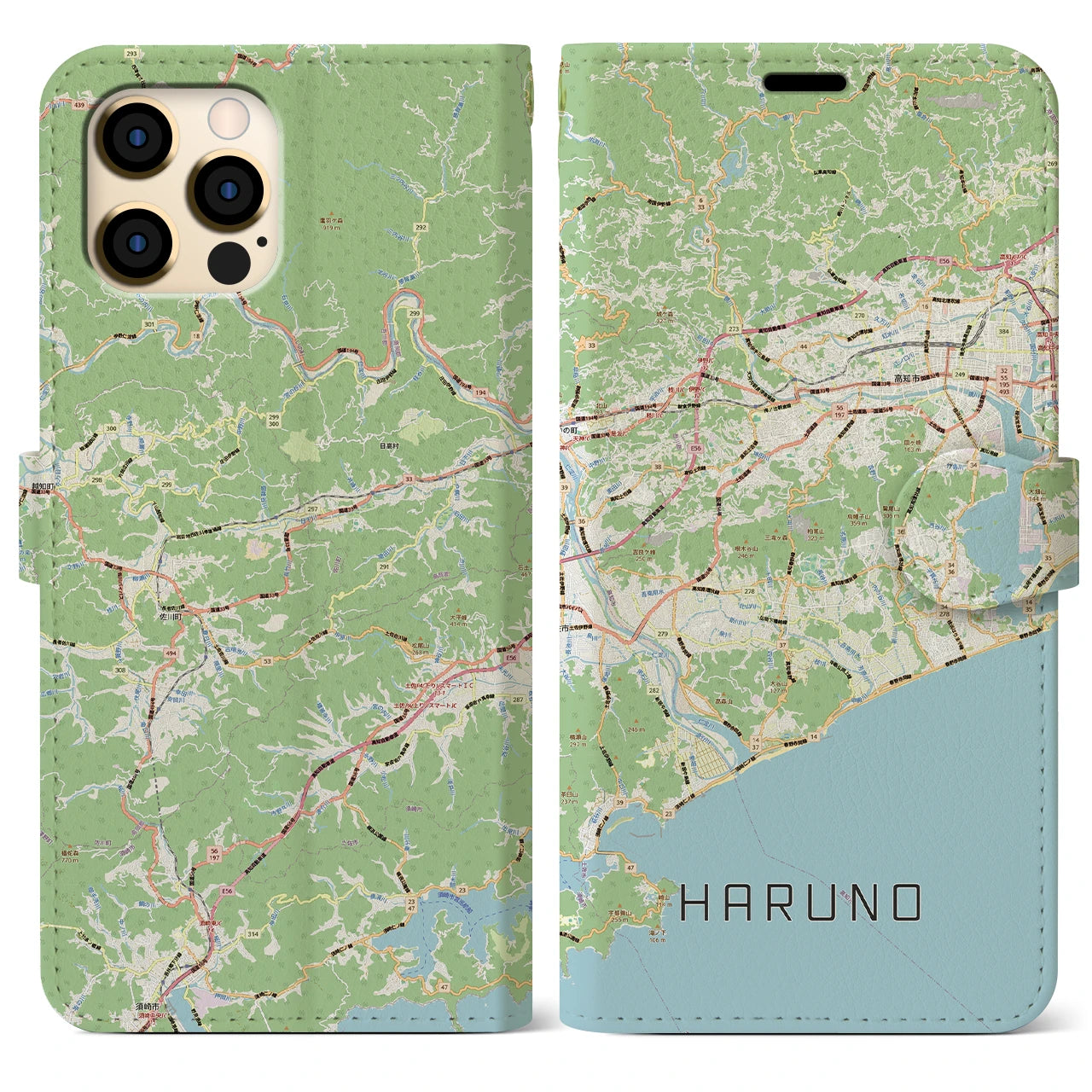 【春野(高知県)】地図柄iPhoneケース(手帳タイプ)