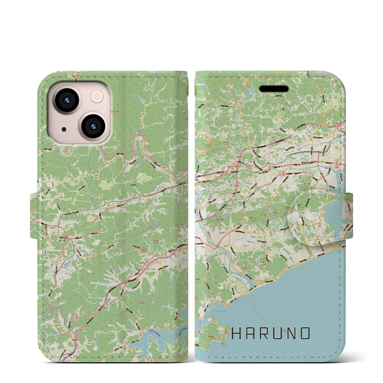 【春野(高知県)】地図柄iPhoneケース(手帳タイプ)