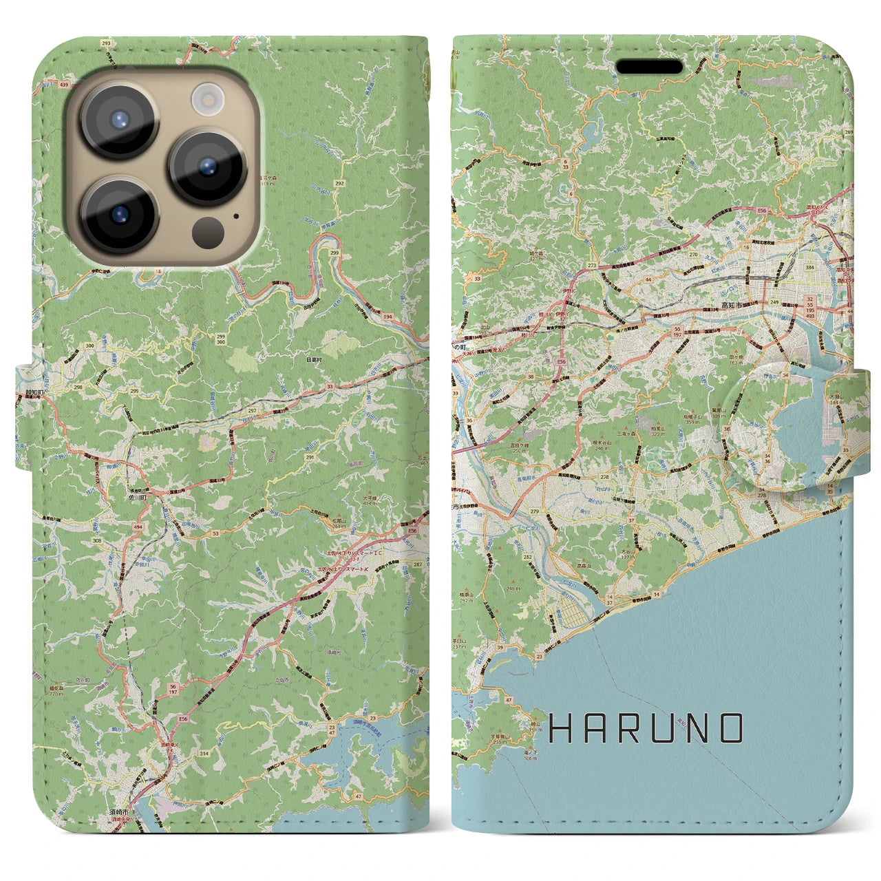 【春野(高知県)】地図柄iPhoneケース(手帳タイプ)