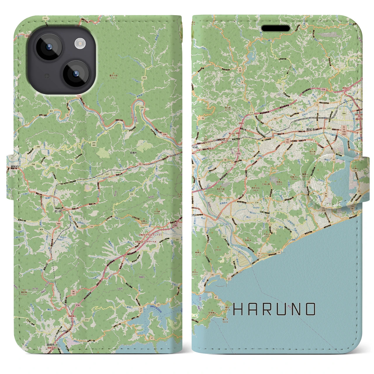【春野(高知県)】地図柄iPhoneケース(手帳タイプ)