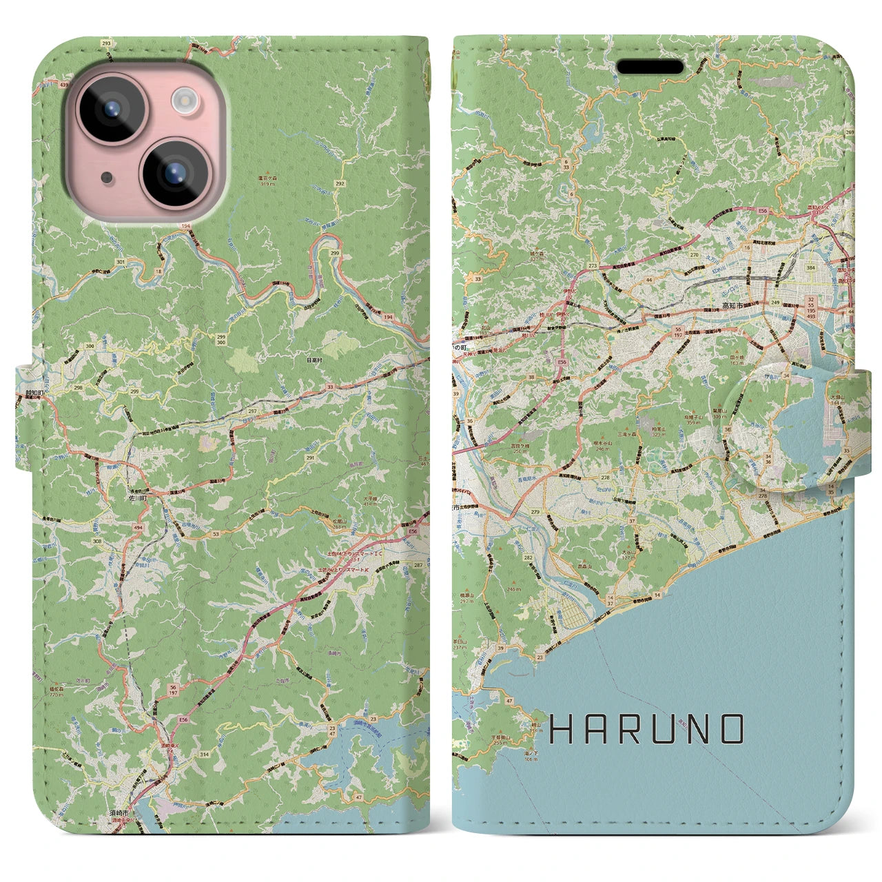 【春野(高知県)】地図柄iPhoneケース(手帳タイプ)
