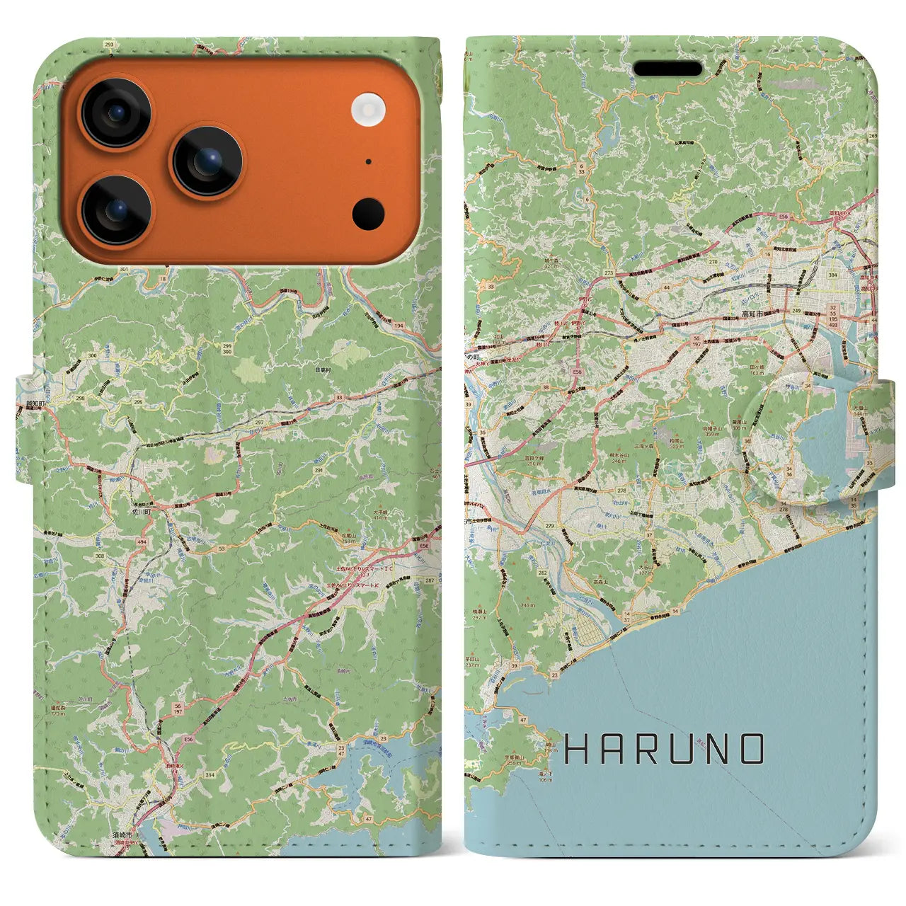 【春野(高知県)】地図柄iPhoneケース(手帳タイプ)