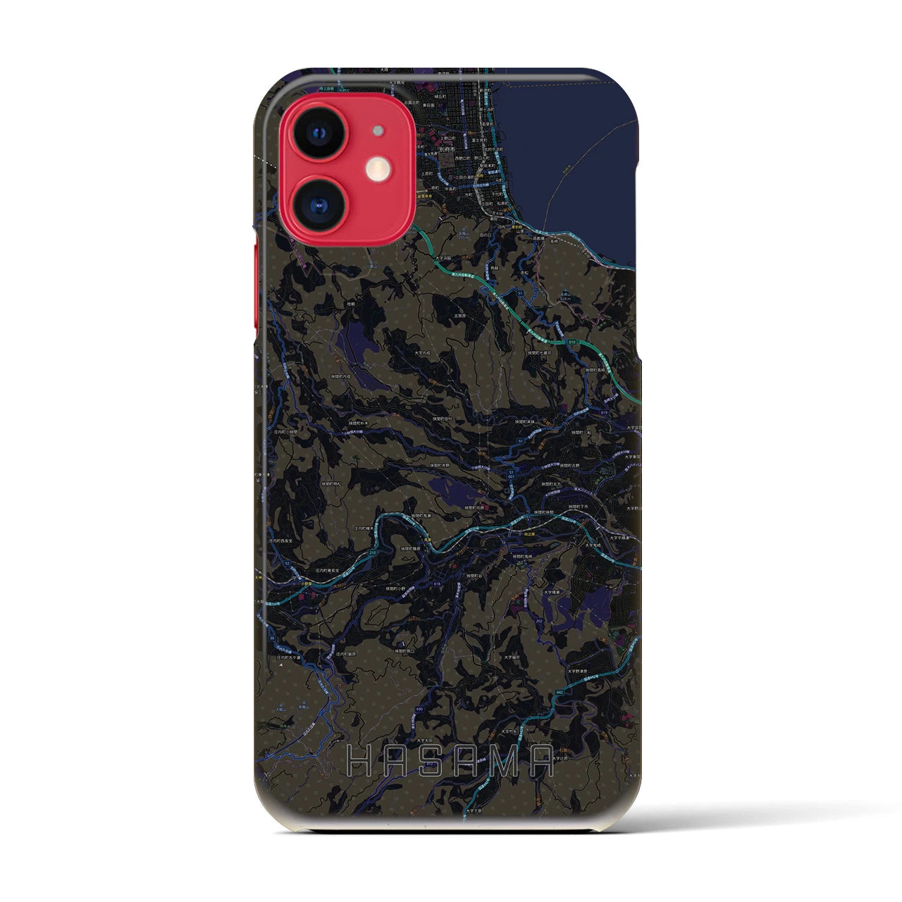 【挾間(大分県)】地図柄iPhoneケース(バックカバータイプ)