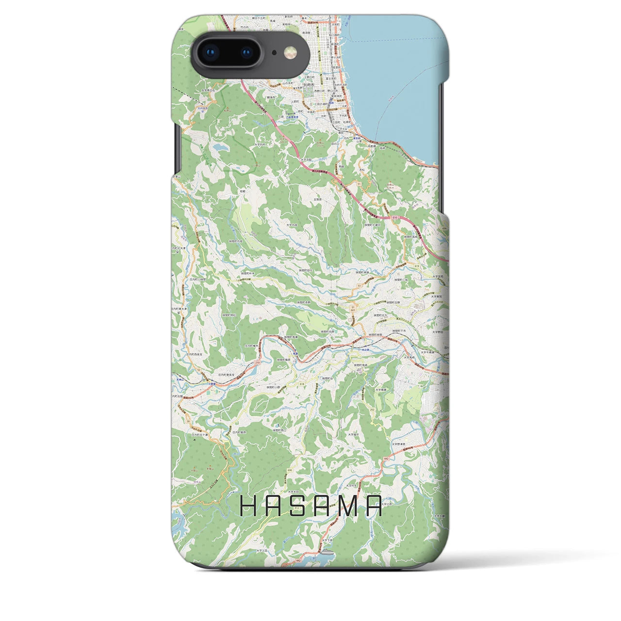 【挾間(大分県)】地図柄iPhoneケース(バックカバータイプ)