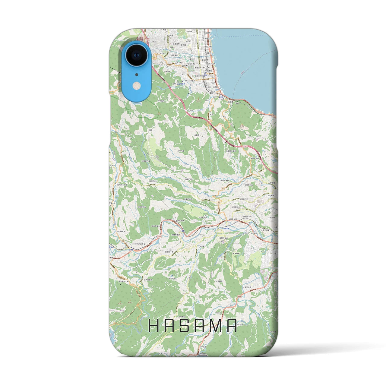 【挾間(大分県)】地図柄iPhoneケース(バックカバータイプ)