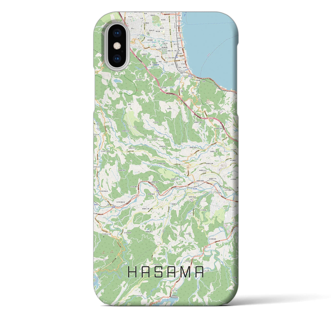 【挾間(大分県)】地図柄iPhoneケース(バックカバータイプ)